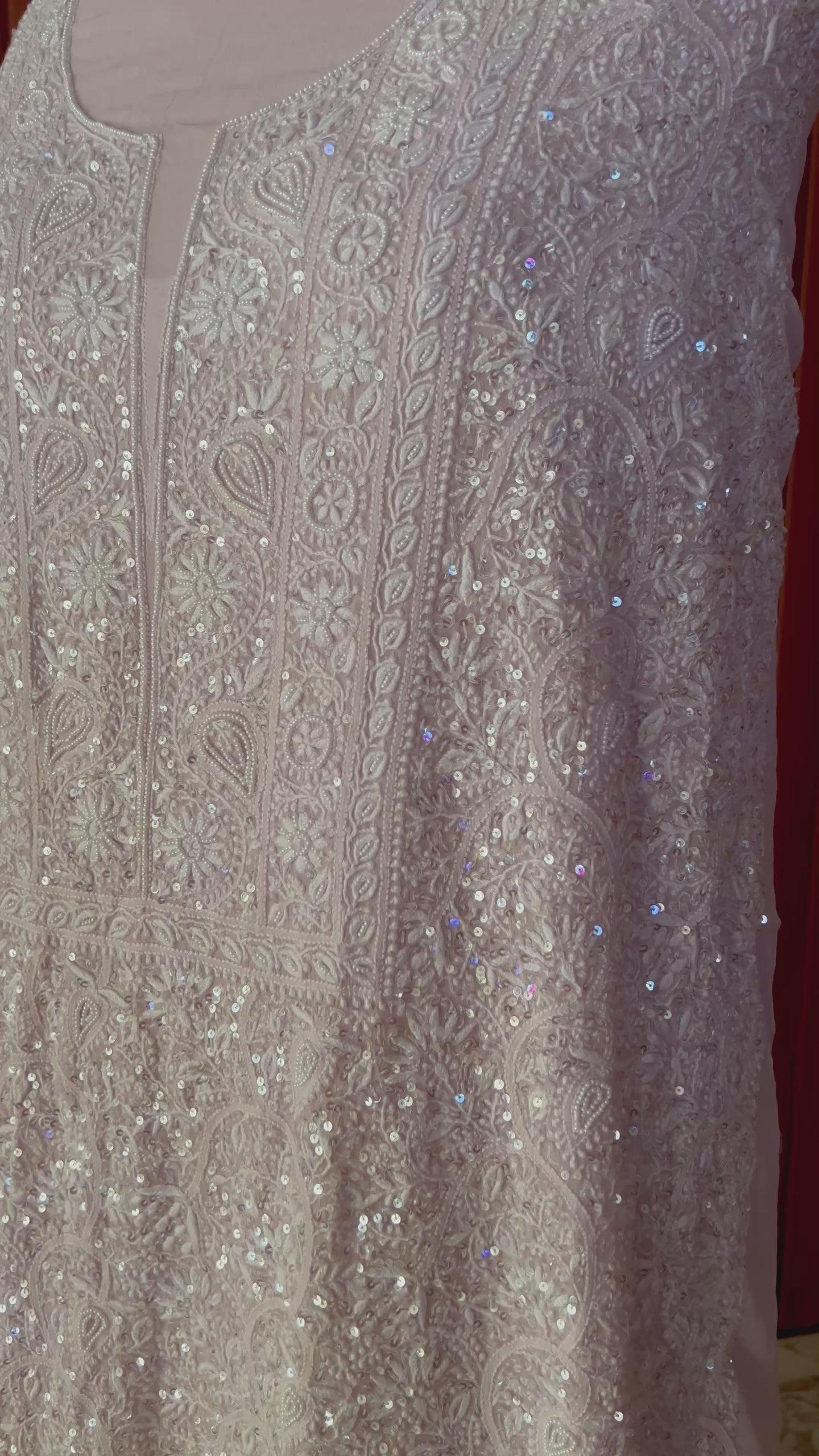 Suhaan Powder pink Chikankari pearl sequins work kurta and dupatta